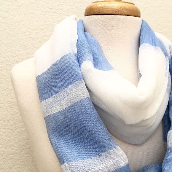 Periwinkle Blue & White Gauzy Weave Infinity Scarf - Picture 2 of 4